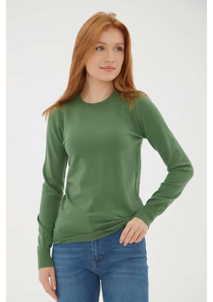 Esnek Bisiklet Yaka Kazak Yeşil fiyatları