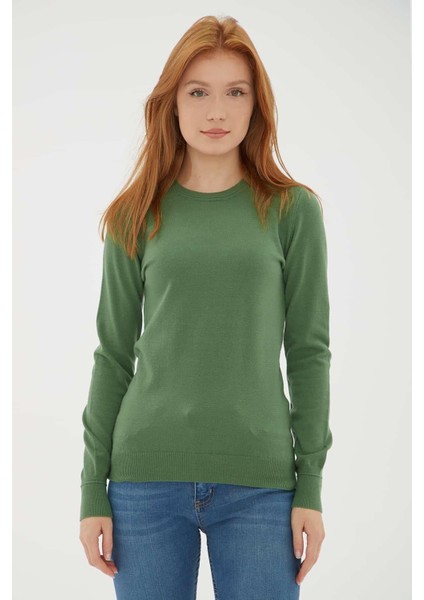 Esnek Bisiklet Yaka Kazak Yeşil modelleri