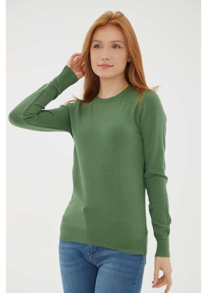 Esnek Bisiklet Yaka Kazak Yeşil indirimleri