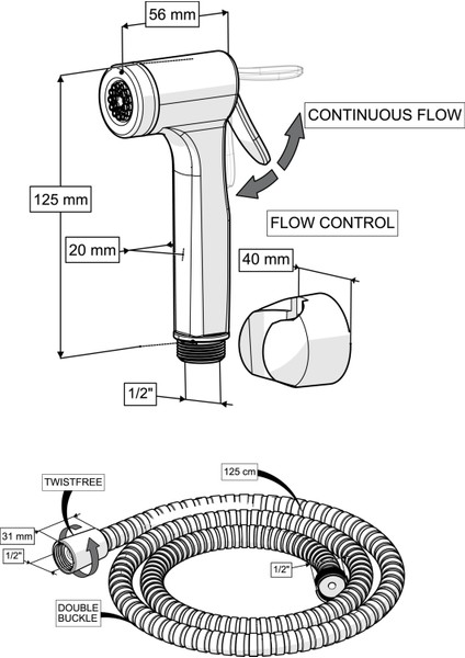 Consolatus El Tahareti– Krom | Paslanmaz Çelik Hortumlu | Duvar Askılı | Shut-Off modelleri