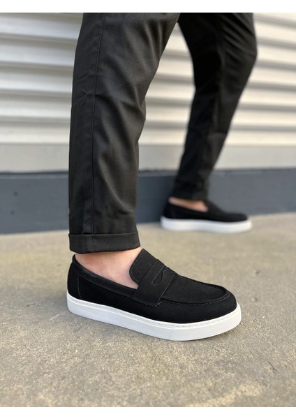 JY180 Estilo x Bağcıksız Süet Erkek Günlük Spor Klasik Ayakkabı Sbt - Siyah