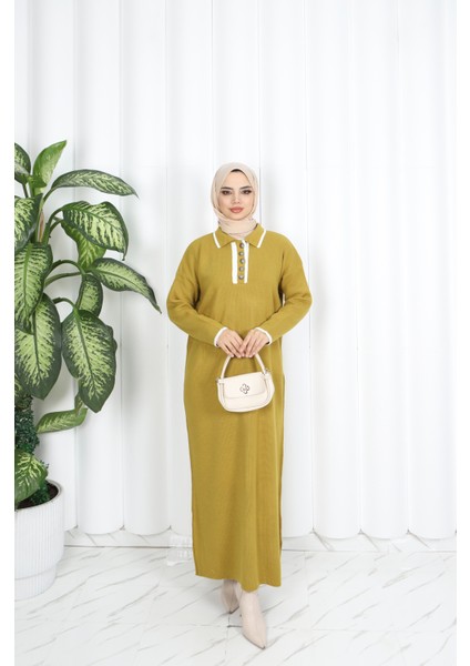 Polo Yaka Triko Elbise