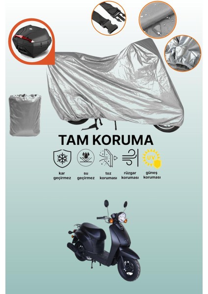 Gri Arka Çanta Uyumlu Arora Ar 50-20 Today Uyumlu Motor Brandası, Koruyucu Örtü