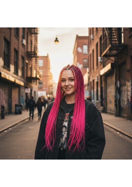 Afrika Örgüsü ve Rasta Için Sentetik Saç / Neon Pembe