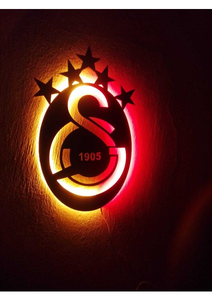 Galatasaray5 Yıldızlı Logo Işıklı Mdf Duvar Panosu