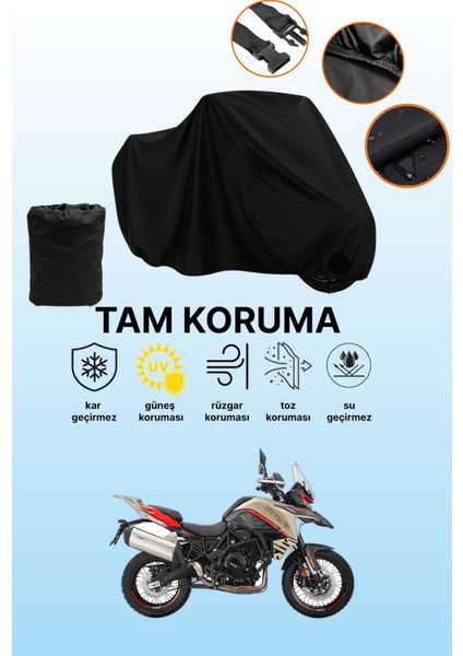 Siyah Benelli Trk 702X Uyumlu Motor Branda, Koruyucu Örtü, Motosiklet Brandası