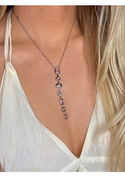 316L Çelik 7 Element Y Kolye Renkli Taşlı Kadın Kolye fiyatları