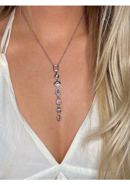 316L Çelik 7 Element Y Kolye Renkli Taşlı Kadın Kolye modelleri