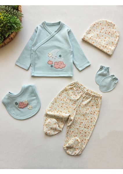 %100 Pamuk Kız Bebek Yenidoğan 5 Parça Hastane Çıkış Seti
