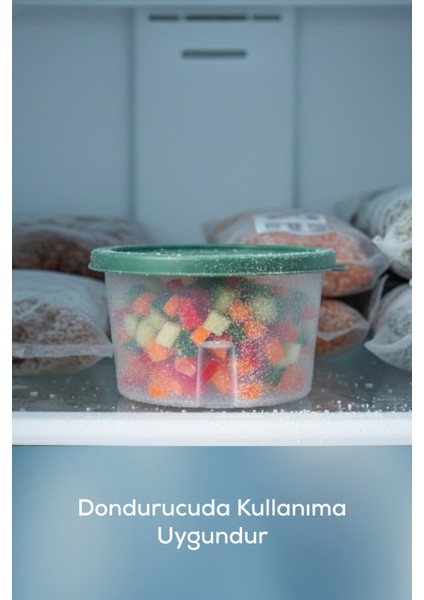 6 Adet 650 ml Yuvarlak Çok Amaçlı Saklama Kabı Seti Yeşil modelleri