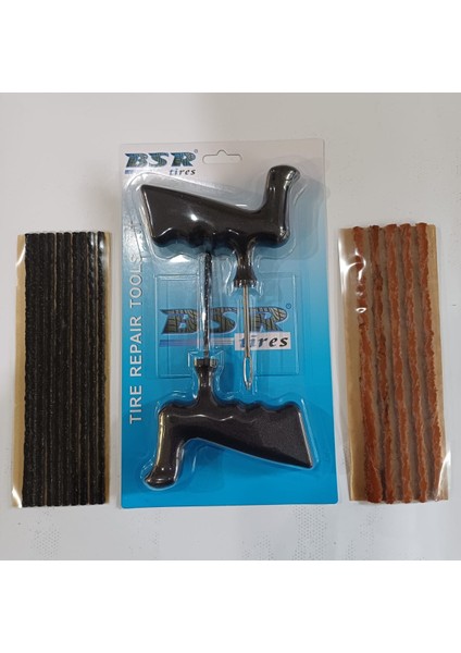 Dubleks Lastik Tamir Kiti, 5 Adet Kalın 10 Adet Ince Uzun Fitil, Fitil Atma ve Kanal Açıcı Aleti