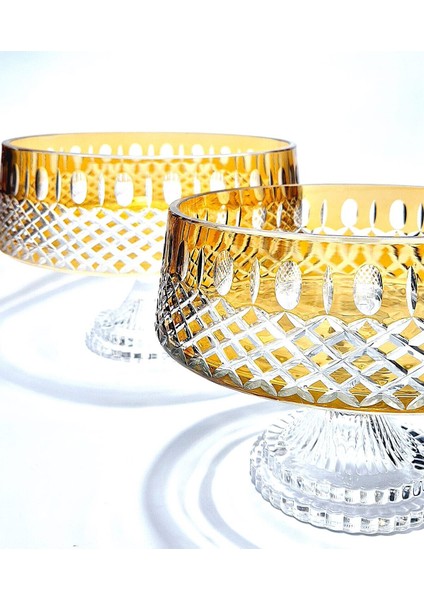 El Yapımı Kristal Arish Desen Dekoratif Sunumluk Ayaklı Kase Seti 2'li fiyatları