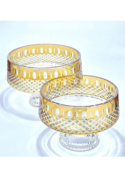 El Yapımı Kristal Arish Desen Dekoratif Sunumluk Ayaklı Kase Seti 2'li fırsatları