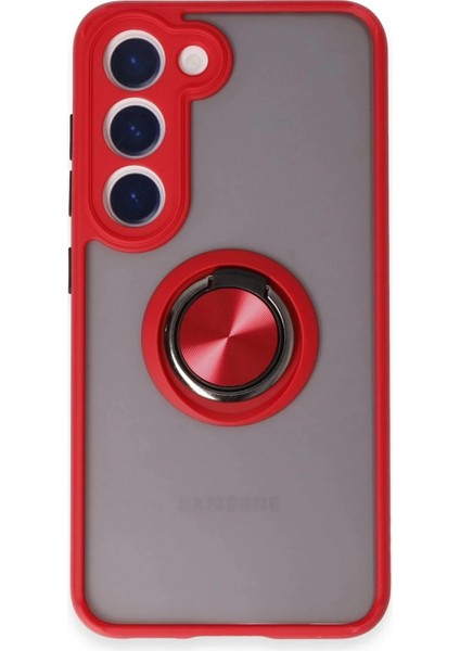 Samsung Galaxy S23 Kılıf Montreal Yüzüklü Silikon Kapak - Kırmızı