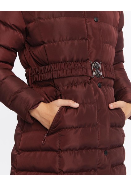 Kadın Yeni Sezon Memori Kumaş Kemerli Kapşonlu Su Geçirmez Şişme Mont fiyatları