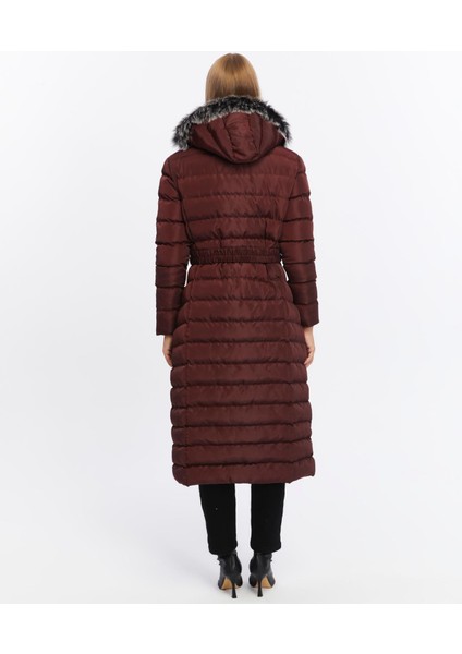 Kadın Yeni Sezon Memori Kumaş Kemerli Kapşonlu Su Geçirmez Şişme Mont fırsatları