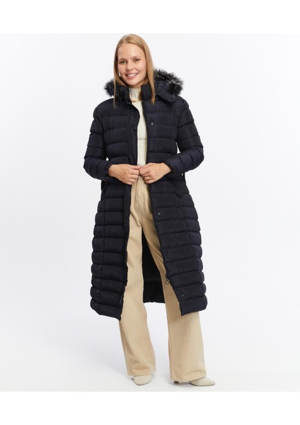 Kadın Yeni Sezon Memori Kumaş Kemerli Kapşonlu Su Geçirmez Şişme Mont indirimleri