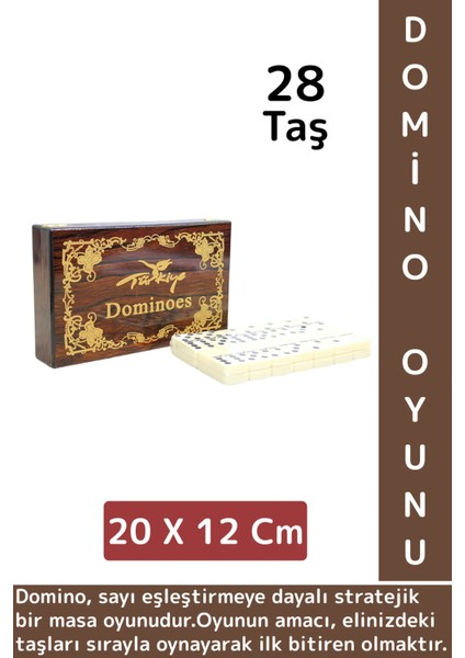 Premium Yüksek Kaliteli Eğlenceli Strateji Beceri Gelişimi Masa Oyunu Şık Ahşap Kutulu Domino Oyunu