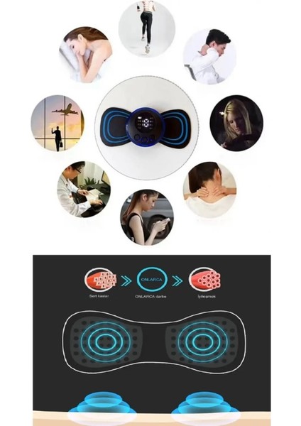 8 Modlu Mini Şarjlı Kelebek LCD Ekran Ems Boyun Omuz Kol Sırt Elektrikli Masaj Bantı Kas Stimülatörü modelleri