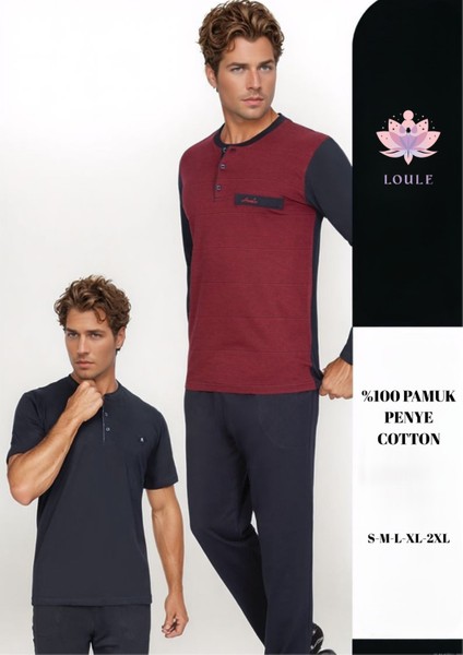 Erkek %100 Pamuk Penye 4 Parça Jakarlı Yazlık & Kışlık Pijama Takımı L1.ANC.969.01