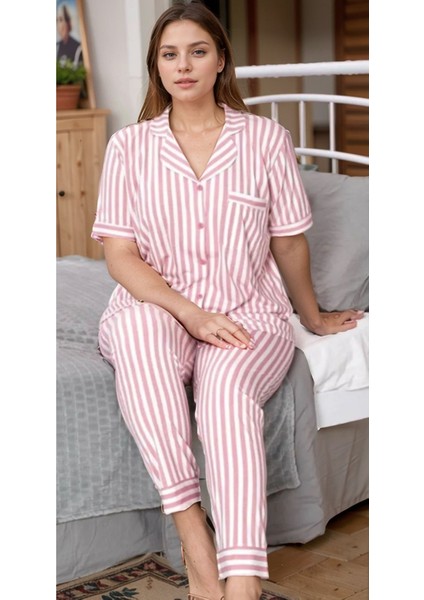 Kadın Ev Giyim Pembe Çizgili 2 Parça Pijama Takımı LA.L01.I1.SS002 fiyatları