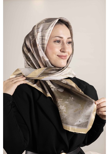 Dijital Kristal Desenli Eşarp 95x95 – Pastel Desen-3