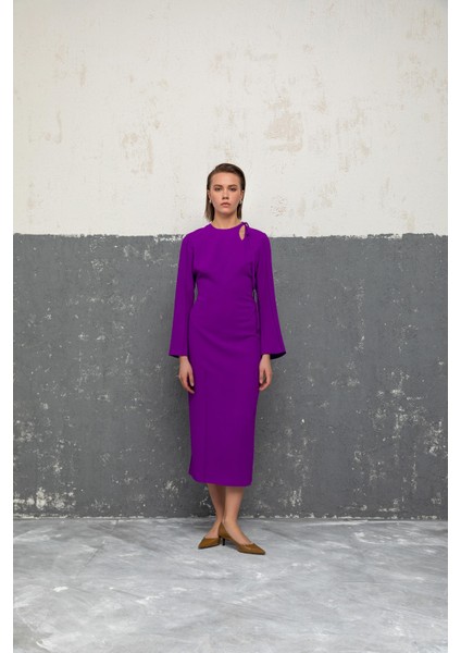 Bağlama Yakalı Midi Elbise 26W40844 fiyatları