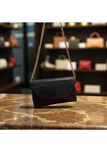 Krokodil Desenli Kadın Omuz Çanta