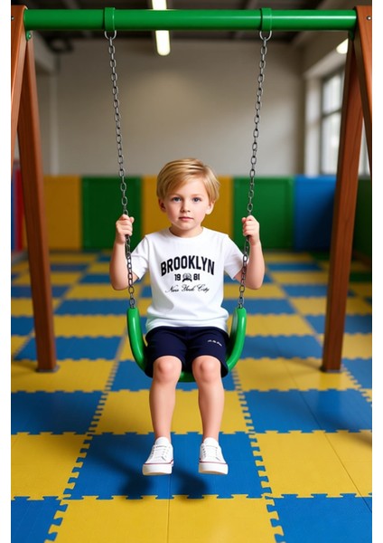Erkek Çocuk Brooklyn Baskılı Pamuklu T Shirt ve Şort Takımı Kaliteli Şık Rahat modelleri