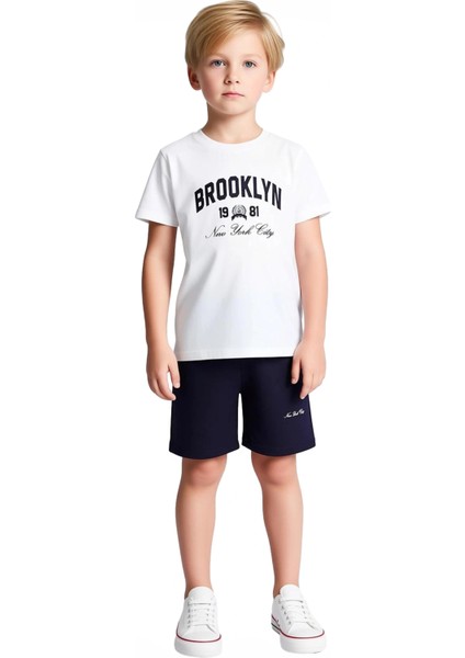 Erkek Çocuk Brooklyn Baskılı Pamuklu T Shirt ve Şort Takımı Kaliteli Şık Rahat fırsatları