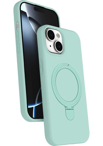 Nrzsnt Newface Apple Iphone 15 Regal Magsafe Standlı Kapak - Su Yeşili
