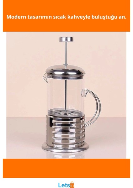 Çelik Kulplu Cam 350 ml Kapasiteli Modern French Press fiyatları