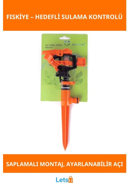 Açı Ayarlı Dayanıklı Saplamalı Sprink Fıskiye 360 Derece Sulama