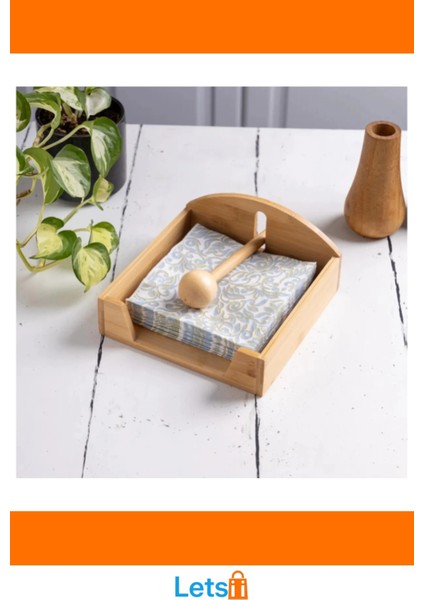 Doğal Ahşap Şık Peçetelik Dekoratif ve Işlevsel fırsatları