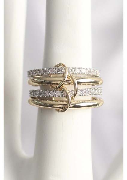 Bfs Pirinç Mix Renk Zirkon Taşlı 4'lü Kadın Yüzük