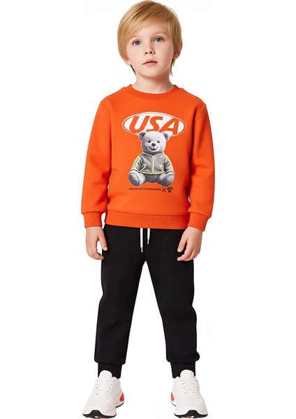 Erkek Çocuk Ayıcık Desenli Örme Spor Giyim Seti Kaliteli Şık Rahat Günlük fiyatları