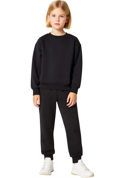 Kız Çocuk Pamuklu Düz Kesim Sweatshirt ve Eşofman Altı Takımı Kışlık Kaliteli Şık Rahat fiyatları