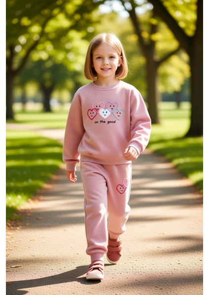 Sevimli Panda Desenli Kız Çocuk Örme Eşofman Takımı Kaliteli Şık Rahat Günlük