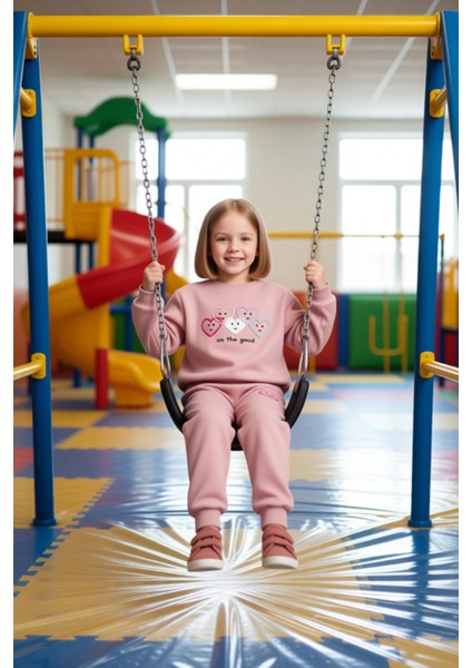 Sevimli Panda Desenli Kız Çocuk Örme Eşofman Takımı Kaliteli Şık Rahat Günlük modelleri