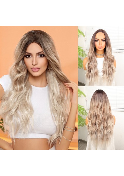 Kumral Beyaz Platin Ombre ve Röfleli Tül Peruk