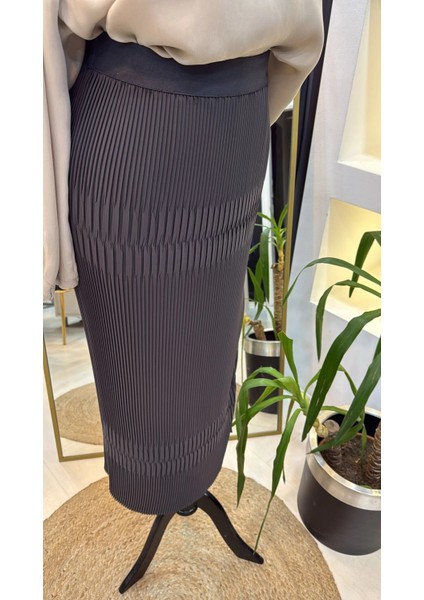 Piliseli Yandan Fermuarlı Etek Antrasit 37921 fırsatları