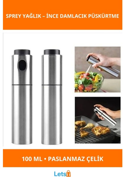 Paslanmaz Çelik 100 ml Sprey Yağdanlık ve Sirkelik