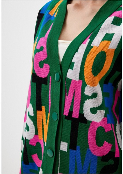 Triko Oversize Etnik Desenli Hırka