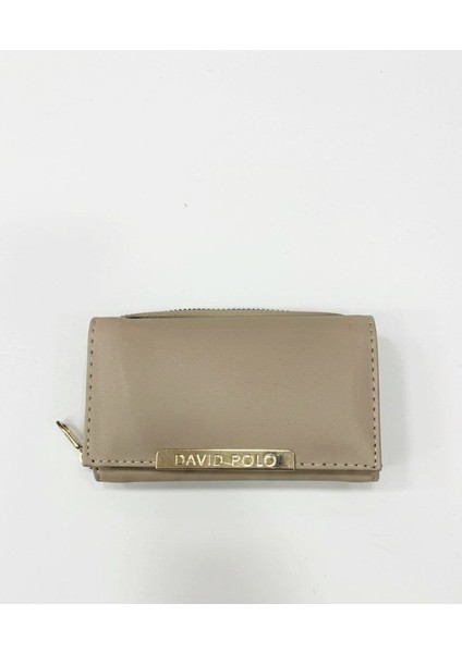 Orta Boy Soft Suni Deri Gold Renk Detaylı Kadın Cüzdan