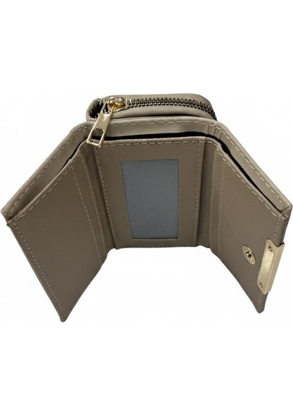 Orta Boy Soft Suni Deri Gold Renk Detaylı Kadın Cüzdan fiyatları