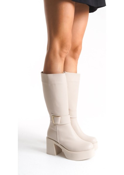 Kadın Aksesuarlı Kalın Taban & Topuklu Çizme 914311-Z