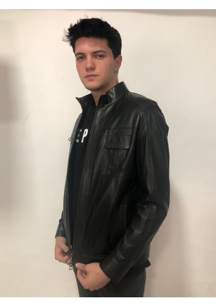 Erkek Siyah Hakiki Deri Regular Fit 4 Fermuarlı Mont – %100 Gerçek Deri & El Işçiliği fiyatları