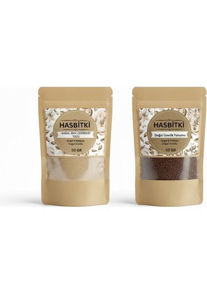 Üzerlik & Iğde Çekirdeği Tozu Seti 2×50 G – Doğal Bitkisel Karışım