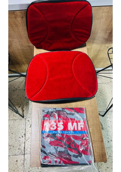 Massey Ferguson 135 Kırmızı Desen Asgari Branda Düz Kırmızı Koltuk Kılıfı Takım