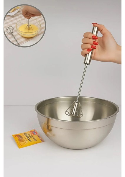 Pratik Paslanmaz Çelik Basmalı Otomatik Çırpıcı Metal Çırpıcı 1 Adet Uzunluk 30CM